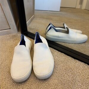 Rothy's White and Blue Slip-On Flats